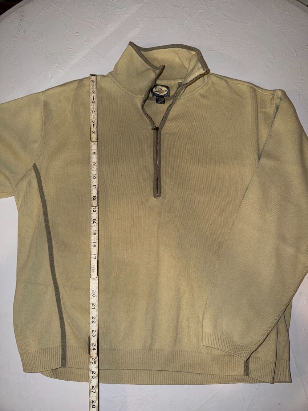 TOMMY BAHAMA 1/4 Zip Sweater, Pullover, Men's US Size Large, Beige and Olive